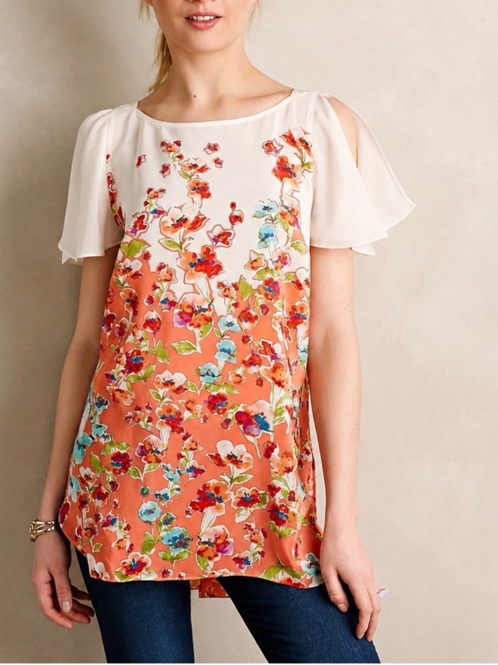 Anthropologie Maeve Ludovica silk blouse top XS
